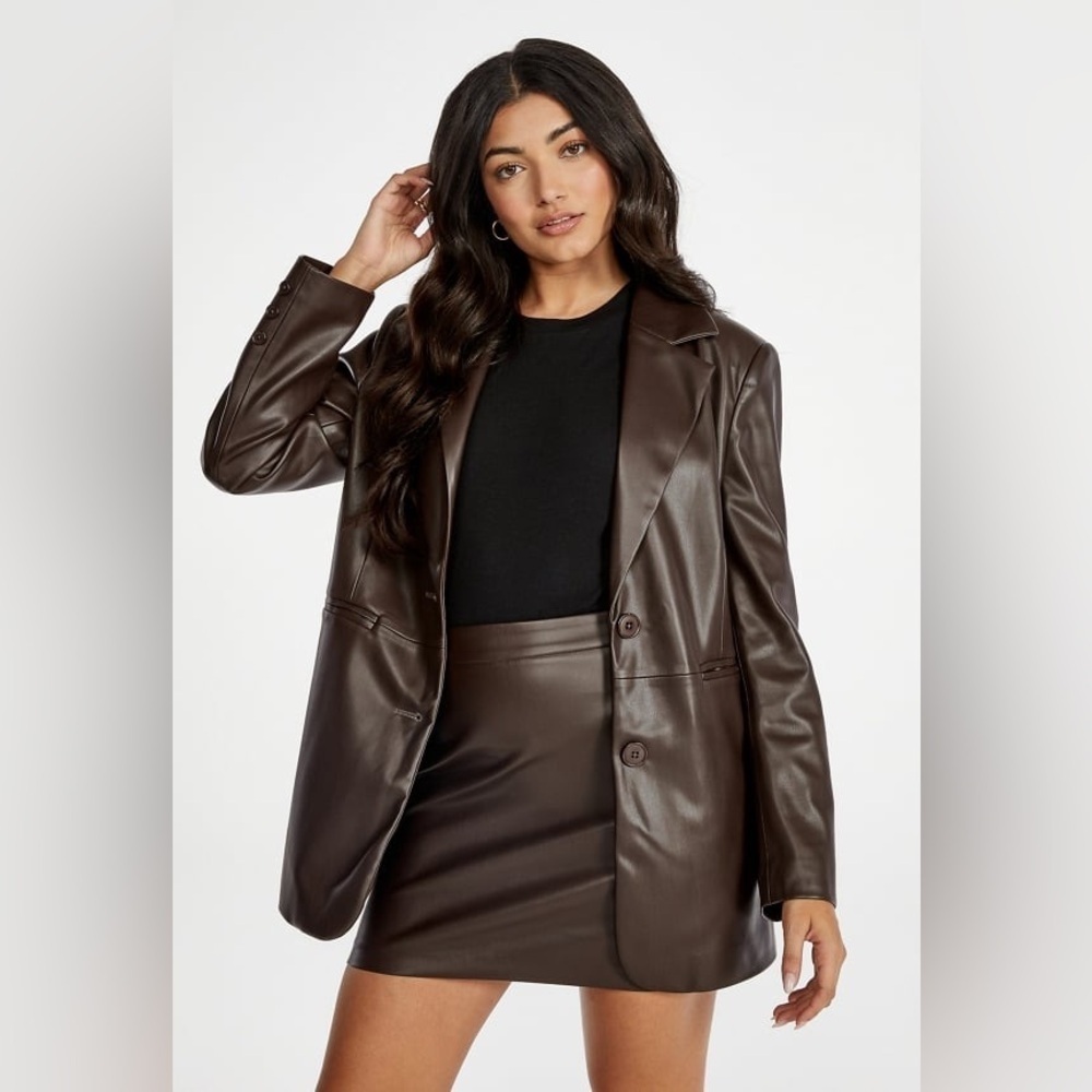 Just Fab Oversized Faux Leather Blazer NWT medium - Picture 3 of 8